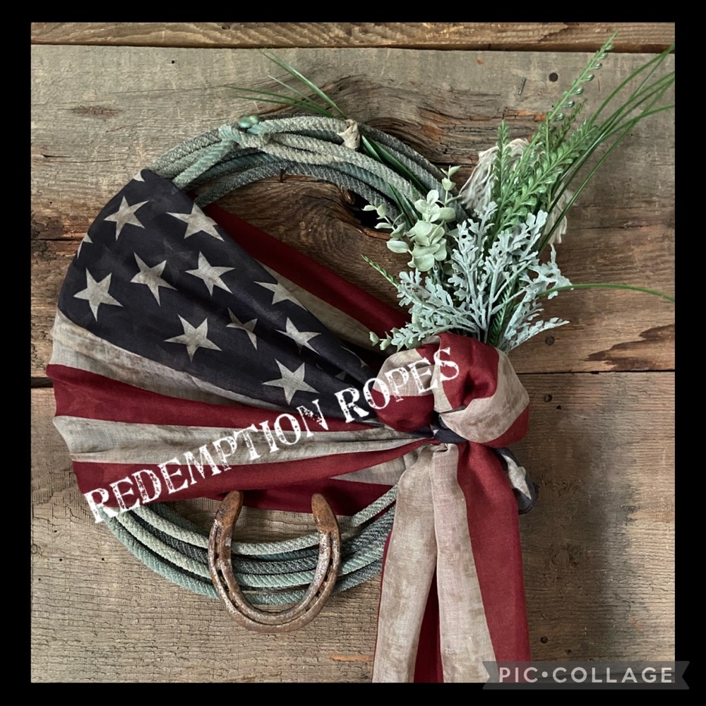 Western Lariat Rope Wreath Liberty
